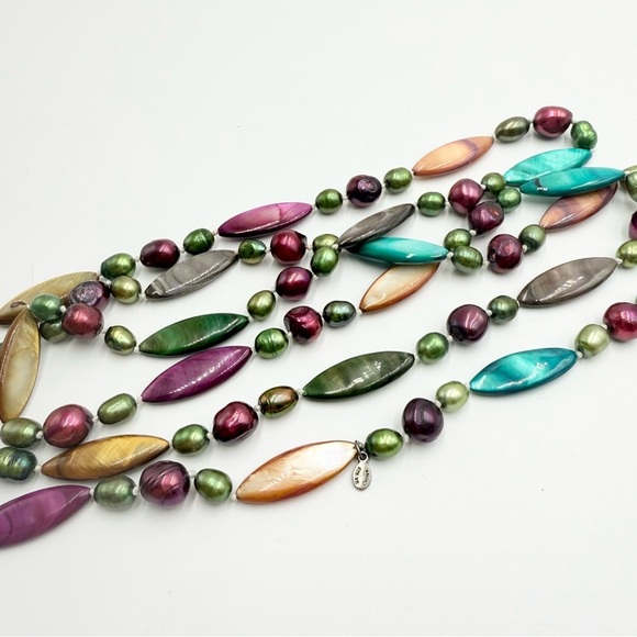 Sally C Treasures SX 925 Dyed Multicoloured Pearls & Mother of Pearl Necklace - Picture 8 of 10
